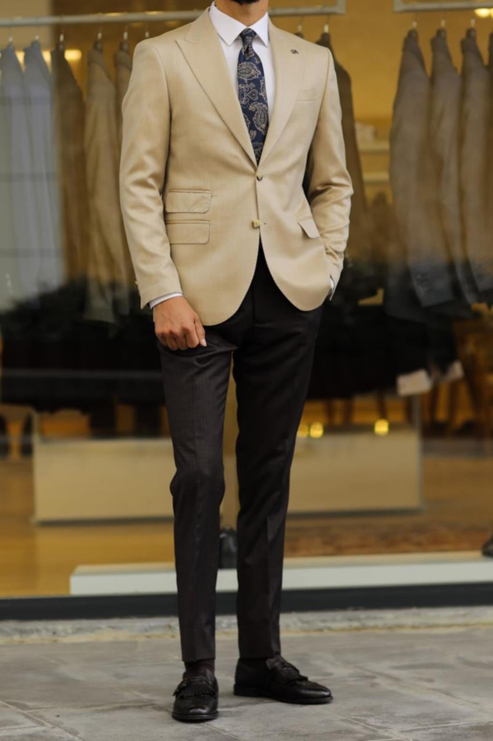 Şık Yünlü Erkek Slim Fit Ceket-KAV5021W