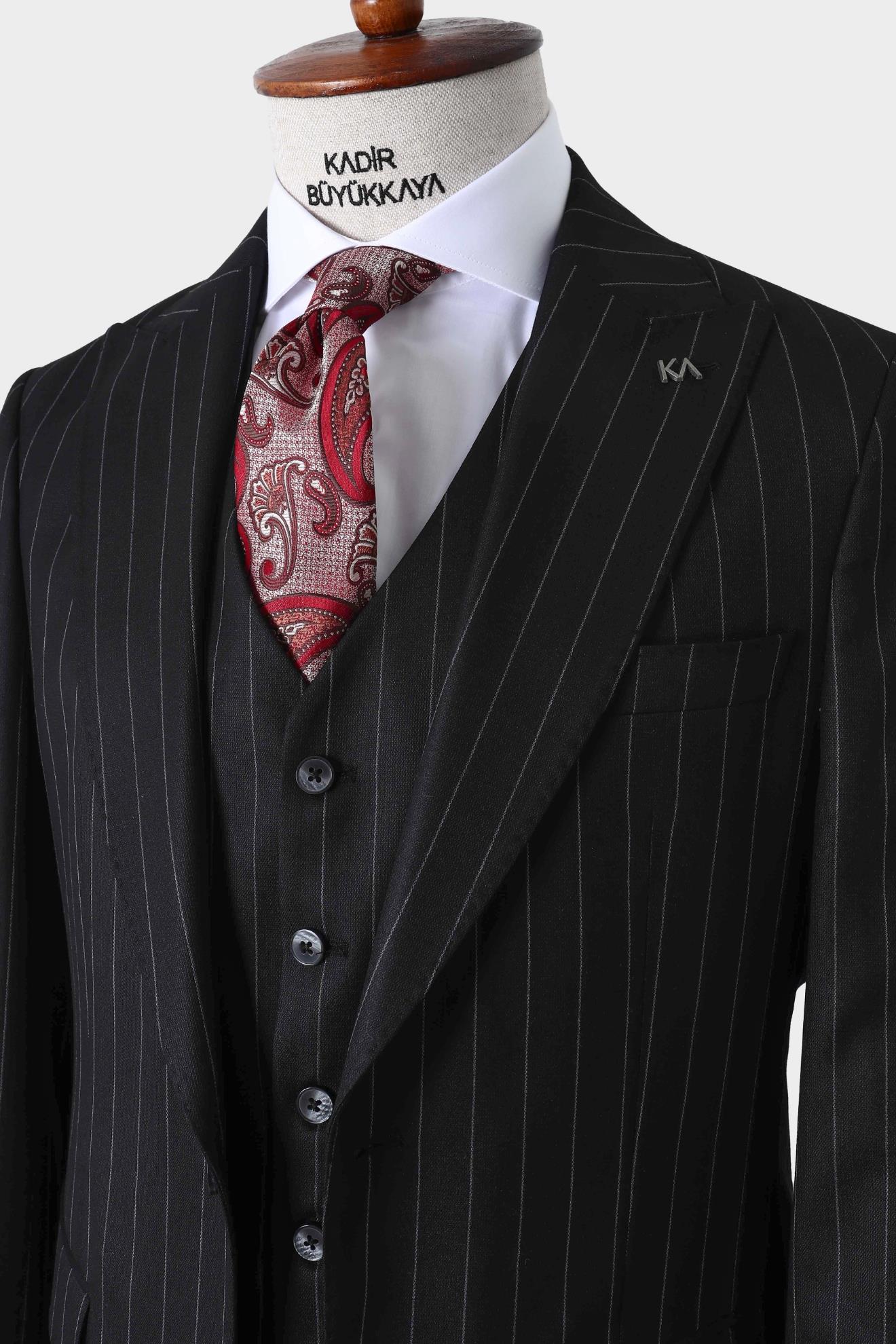 Slim Fit Kesim Yelekli Erkek Takım Elbise - Şık ve Rahat Tasarım-KAW1025S