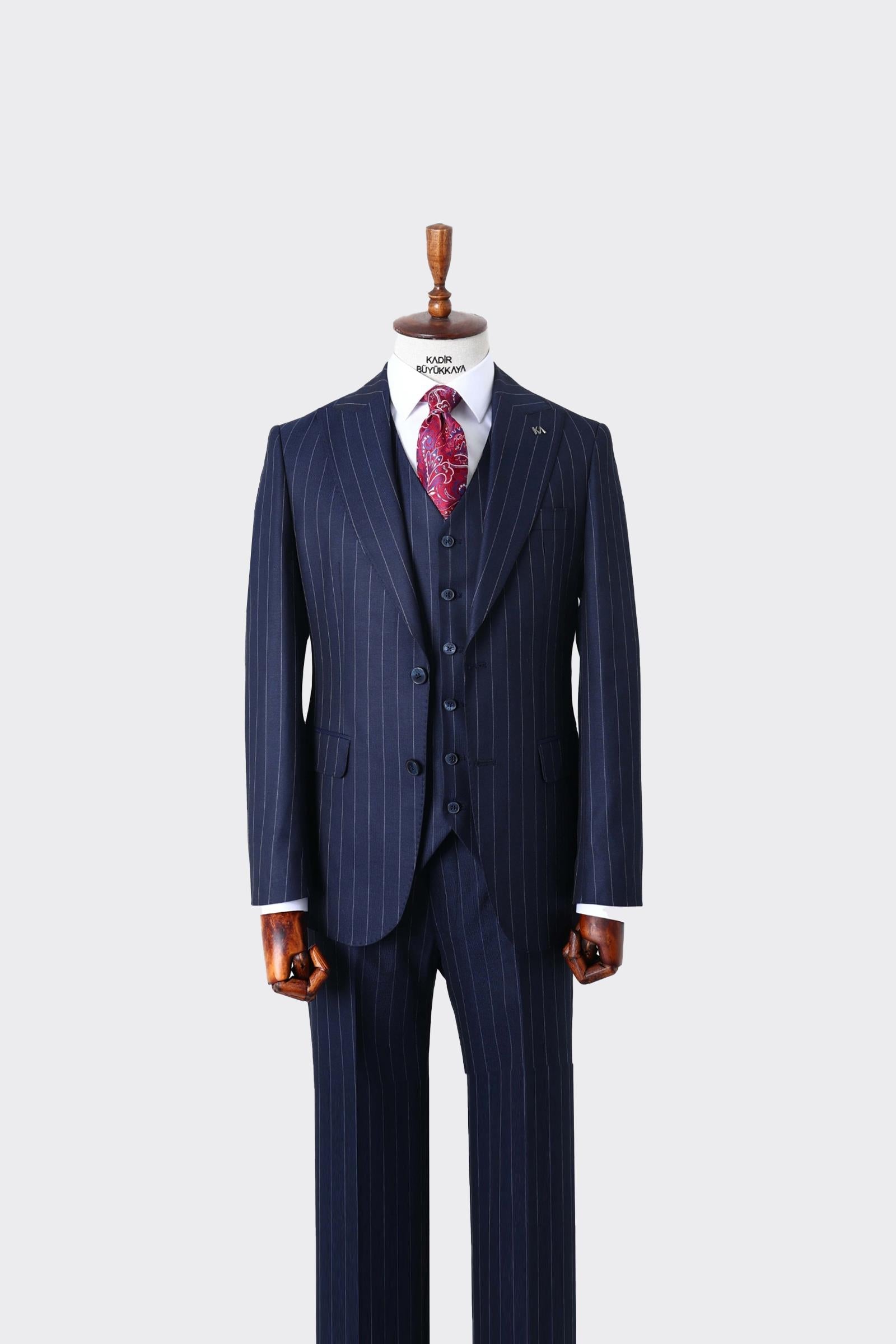 Slim Fit Kesim Yelekli Erkek Takım Elbise - Şık ve Rahat Tasarım-KAW1025S