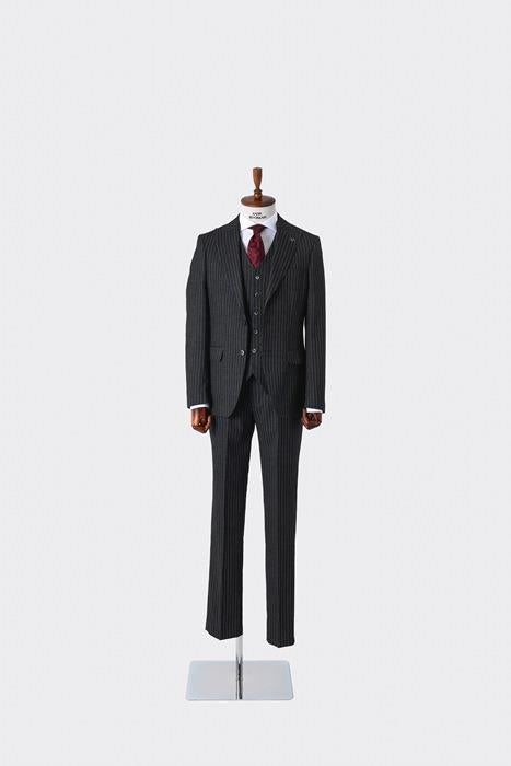 Slim Fit Viskon Karışımlı Yelekli Erkek Takım Elbise - Dört Mevsim-KAW1022S