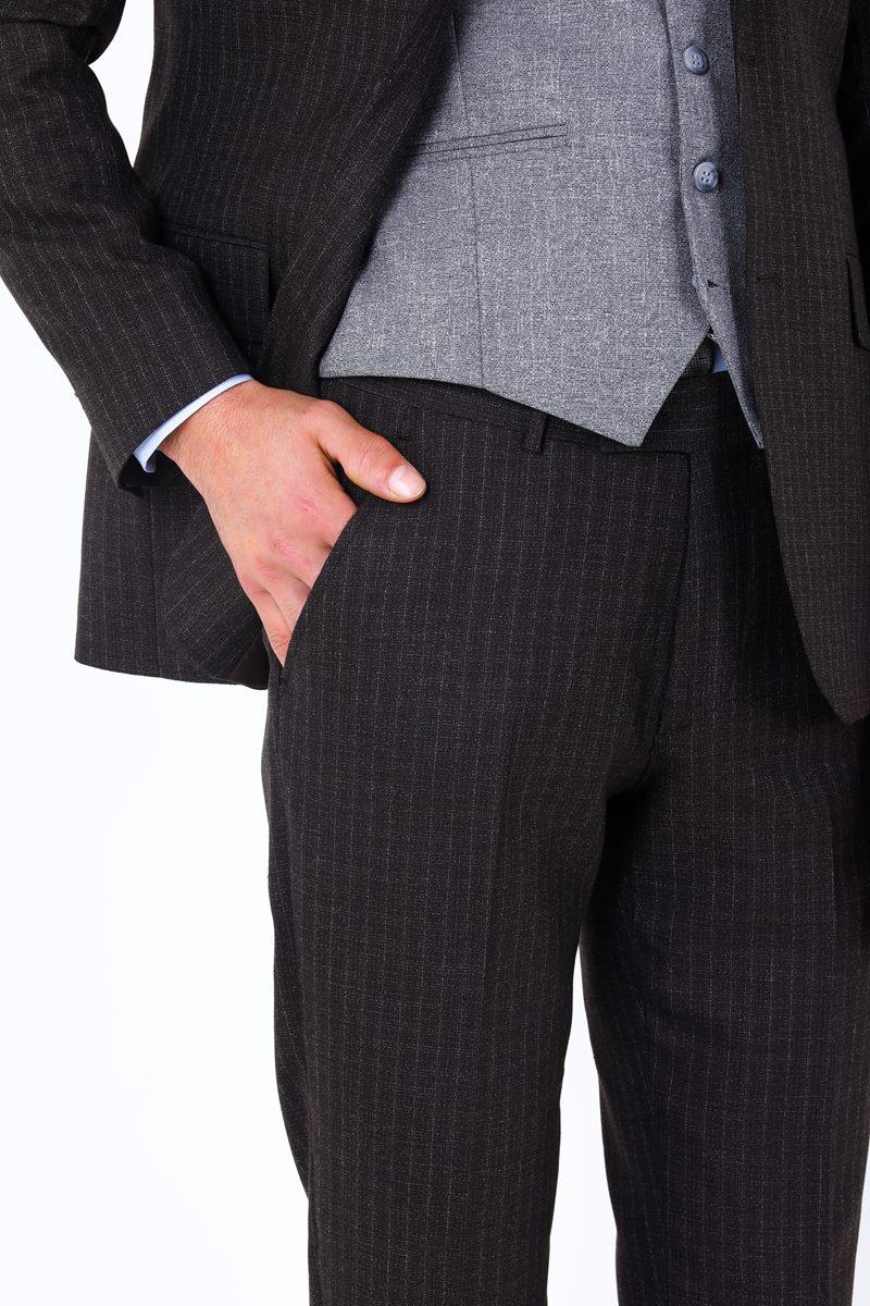 Slim Fit Viskon Karışımlı Yelekli Erkek Takım Elbise - Modern Kesim-KAW1002S