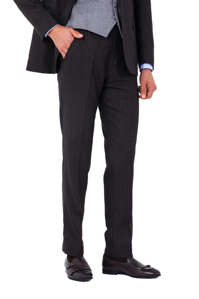 Slim Fit Viskon Karışımlı Yelekli Erkek Takım Elbise - Modern Kesim-KAW1002S