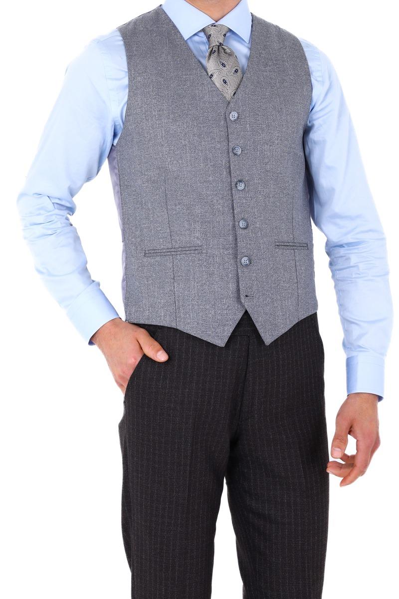 Slim Fit Viskon Karışımlı Yelekli Erkek Takım Elbise - Modern Kesim-KAW1002S