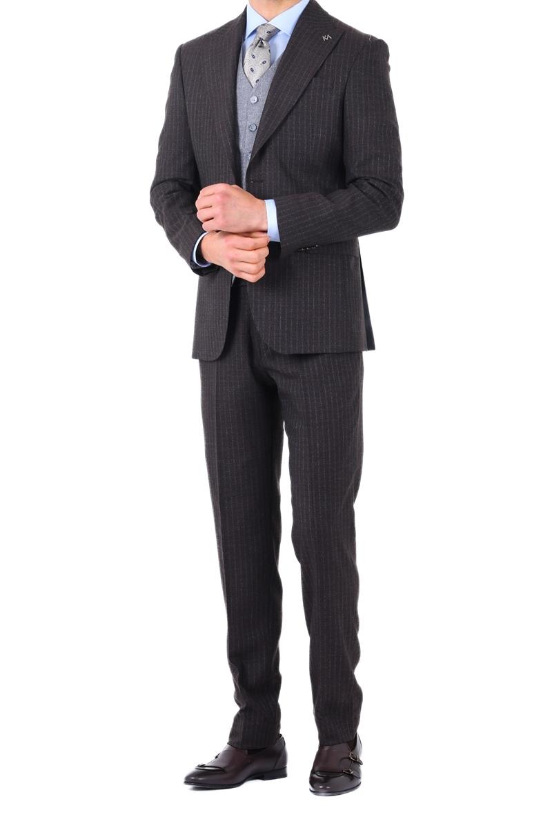 Slim Fit Viskon Karışımlı Yelekli Erkek Takım Elbise - Modern Kesim-KAW1002S
