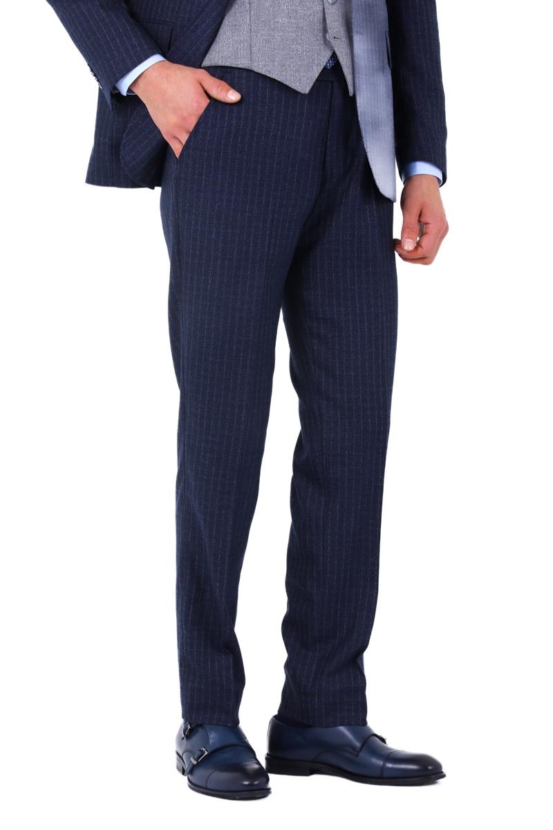 Slim Fit Viskon Karışımlı Yelekli Erkek Takım Elbise - Modern Kesim-KAW1002S