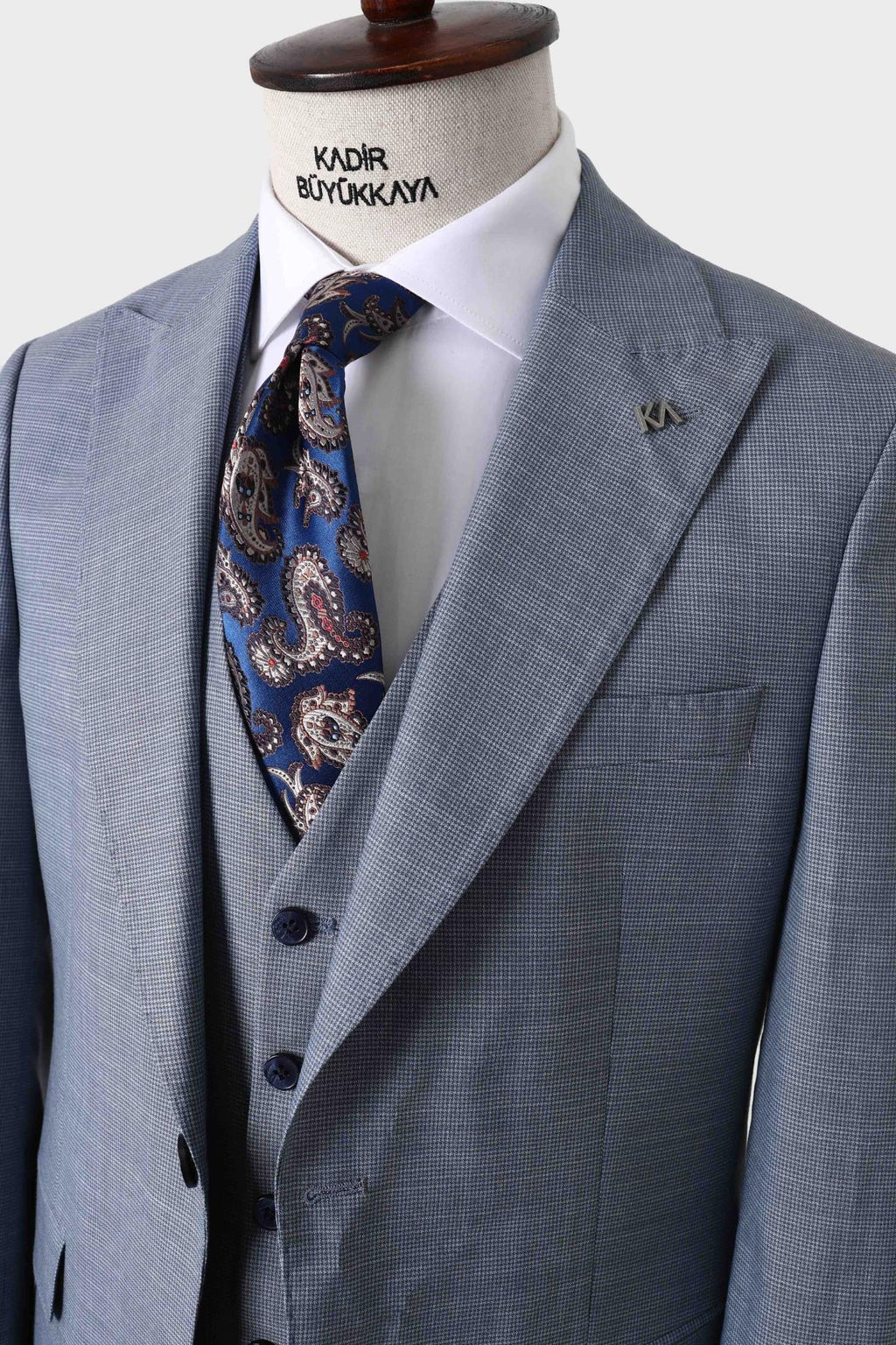 Slim Fit Viskon Karışımlı Yelekli Erkek Takım Elbise - Rahat ve Şık-KAW1004S