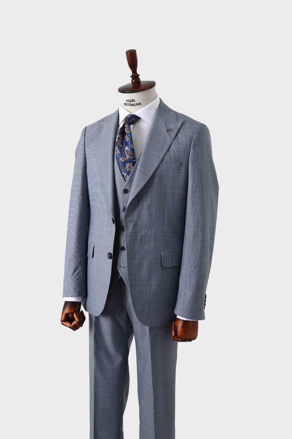 Slim Fit Viskon Karışımlı Yelekli Erkek Takım Elbise - Rahat ve Şık-KAW1004S