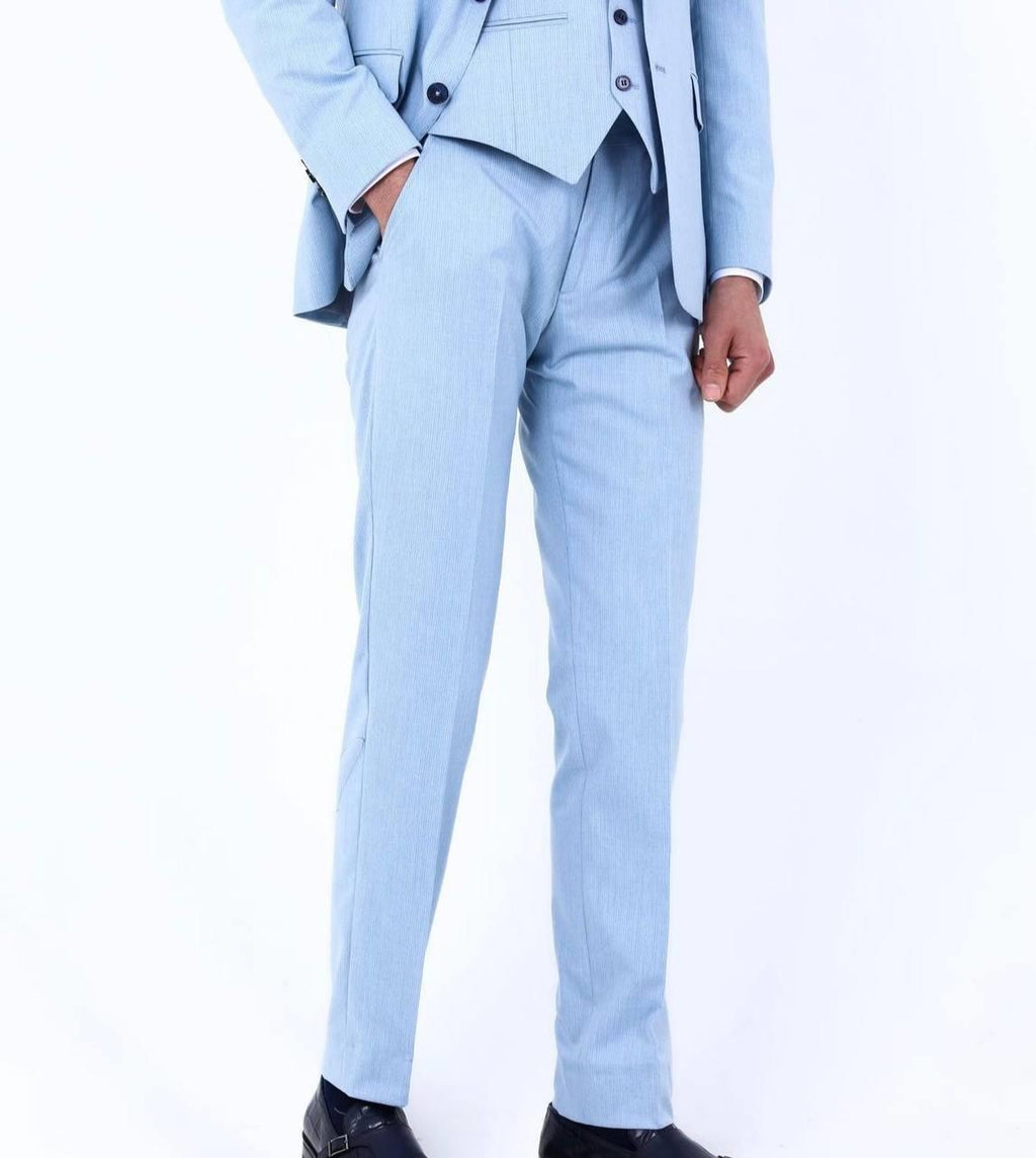 Slim Fit Yelekli Erkek Takım Elbise - Viskon Karışımlı Dört Mevsim Kullanılabilir-KAW1003S