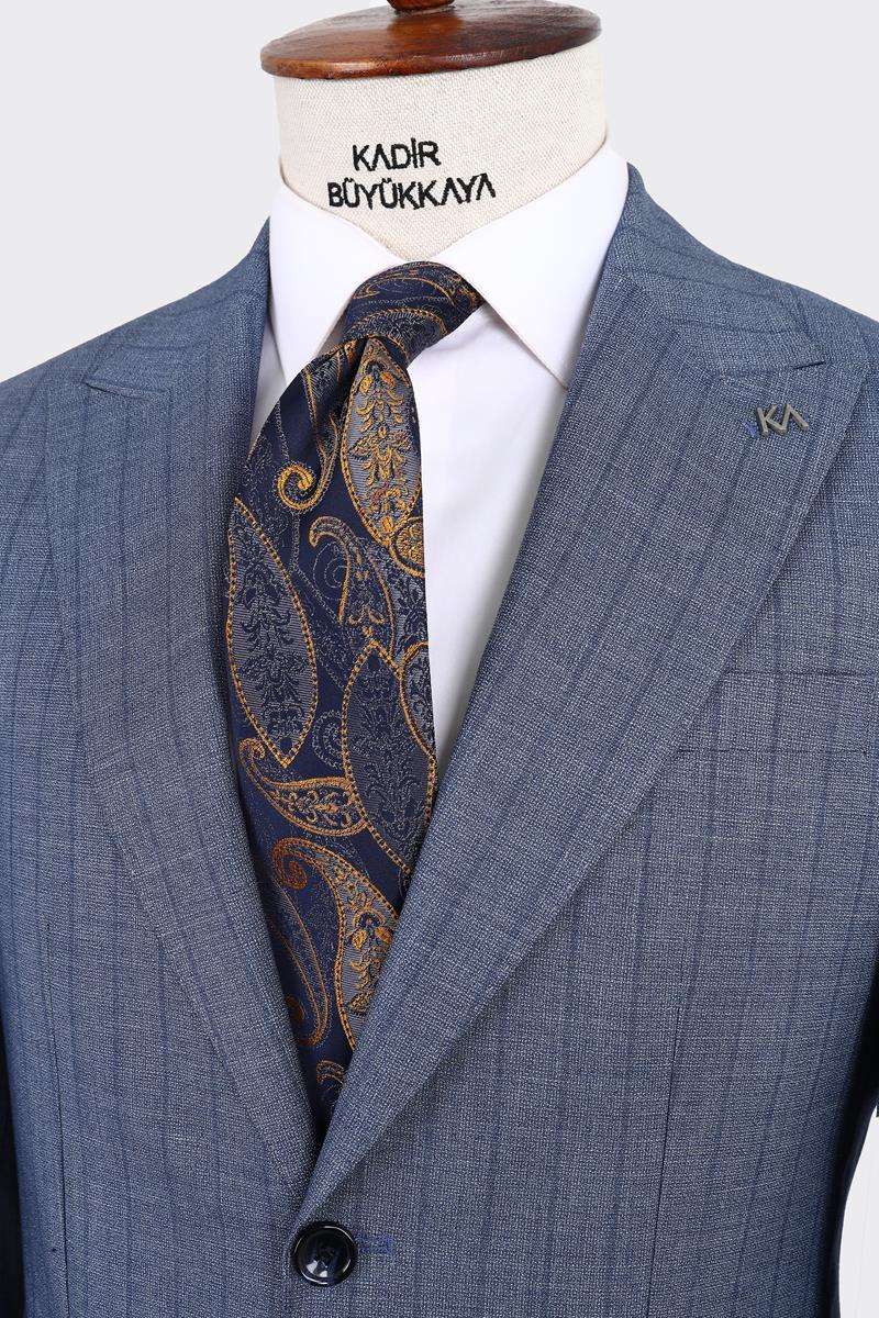 Kırlangıç Yaka İki Düğmeli Erkek Takım Elbise-KAX1370S