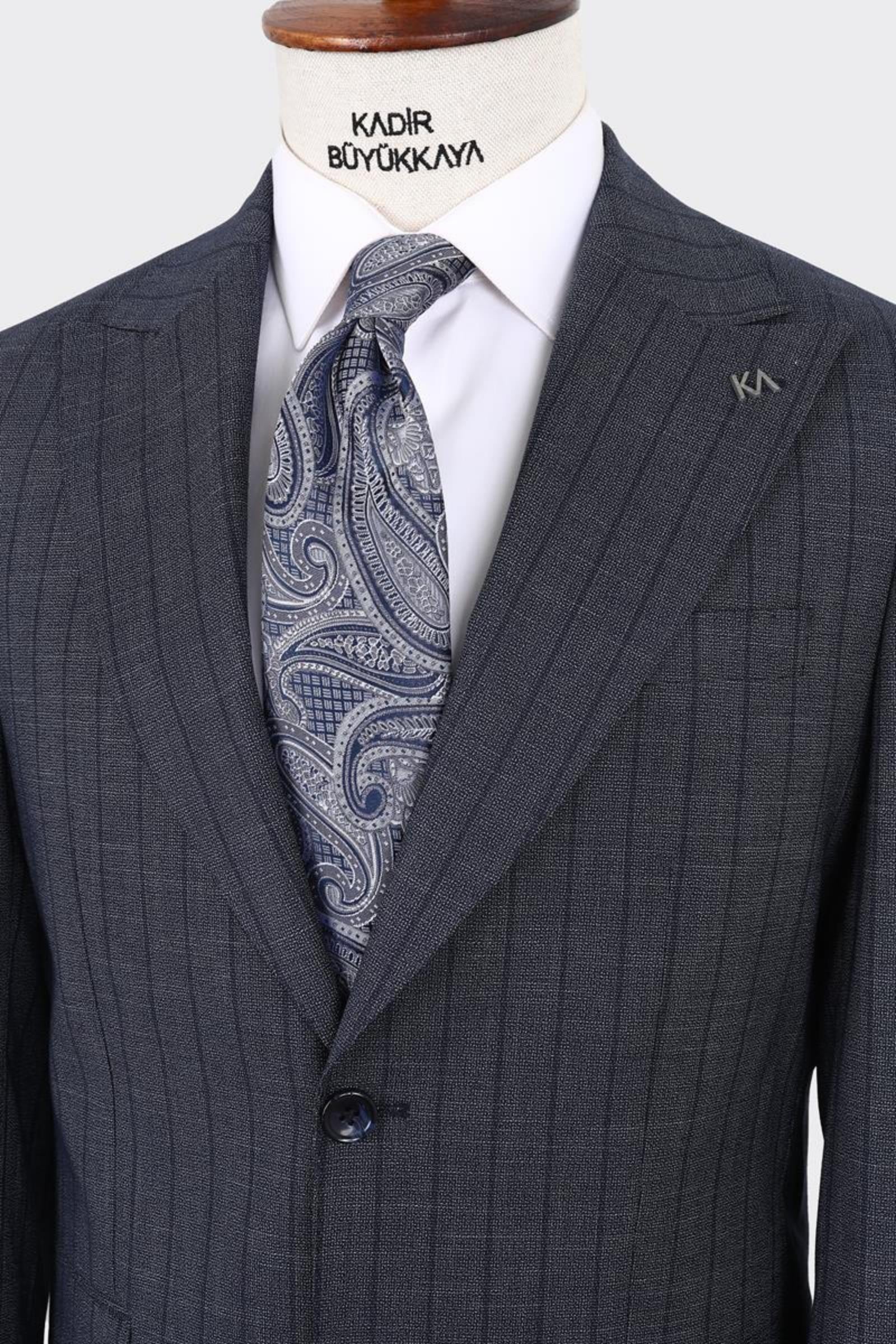 Kırlangıç Yaka İki Düğmeli Erkek Takım Elbise-KAX1370S