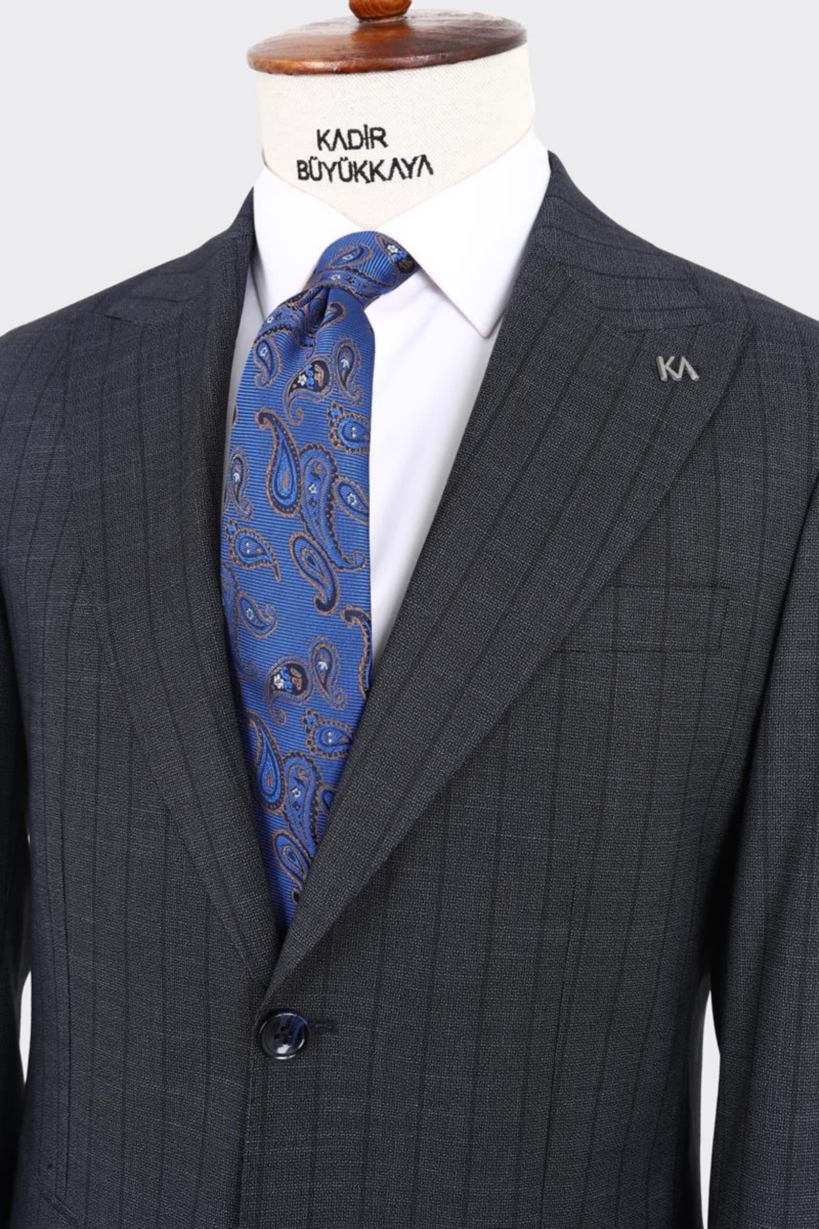 Kırlangıç Yaka İki Düğmeli Erkek Takım Elbise-KAX1370S