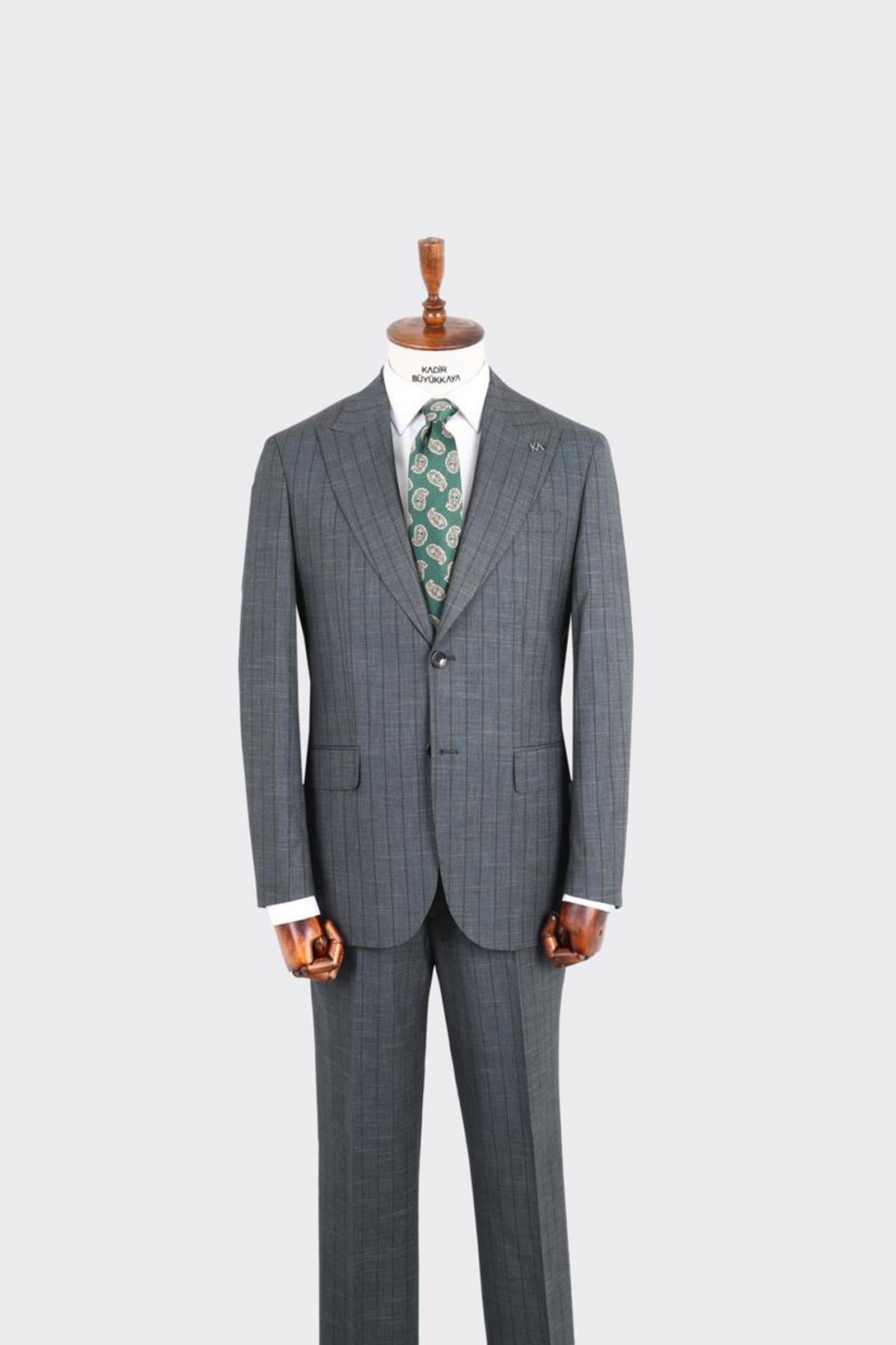 Kırlangıç Yaka İki Düğmeli Erkek Takım Elbise-KAX1370S