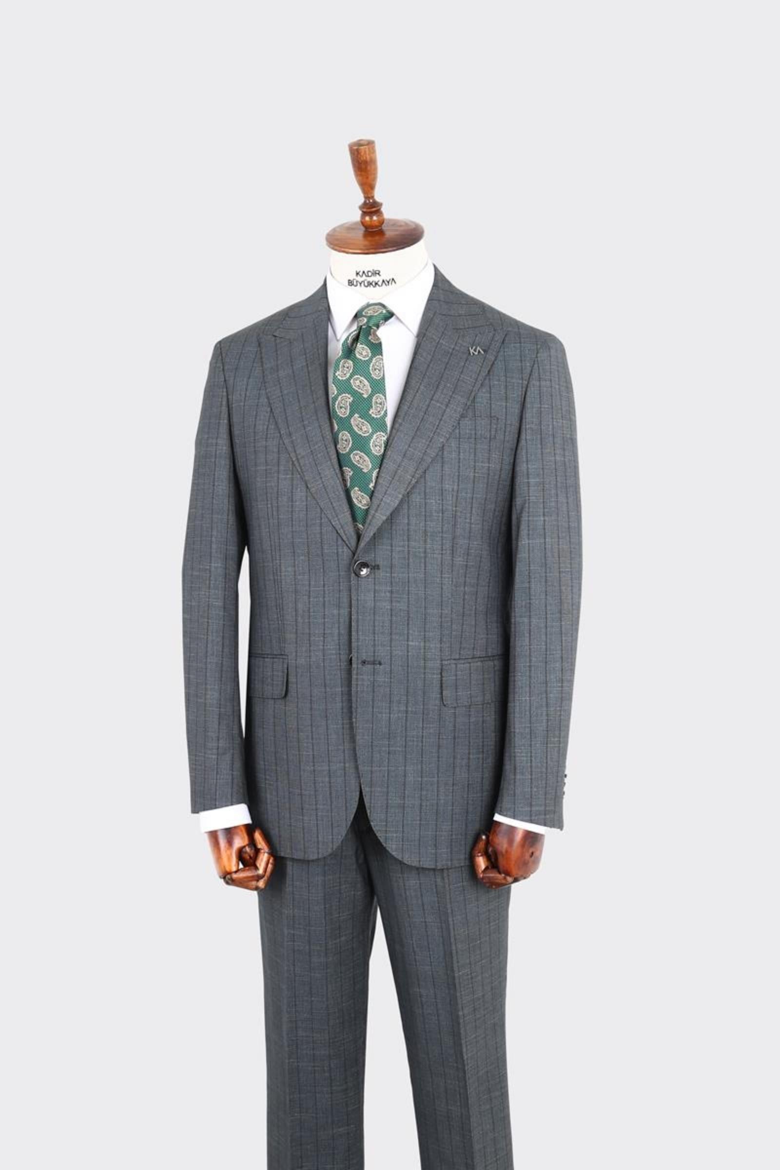 Kırlangıç Yaka İki Düğmeli Erkek Takım Elbise-KAX1370S