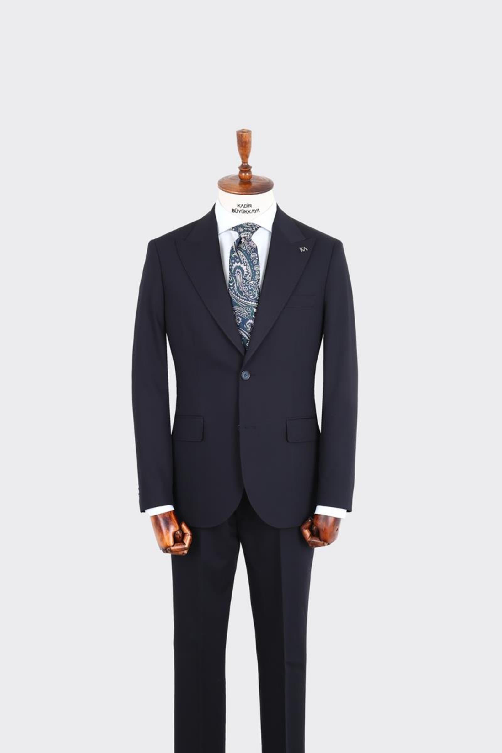 İki Düğmeli Kırlangıç Yaka Erkek Takım Elbise-KAX1395S