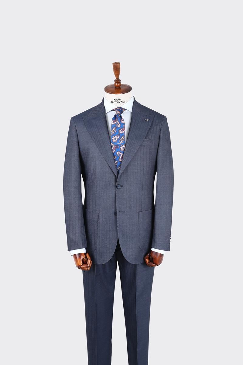Kırlangıç Yaka Pileli Erkek Takım Elbise-KAX1303S