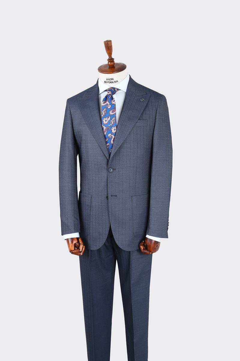 Kırlangıç Yaka Pileli Erkek Takım Elbise-KAX1303S