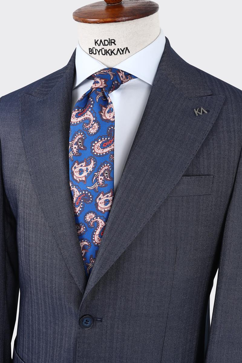 Kırlangıç Yaka Pileli Erkek Takım Elbise-KAX1303S