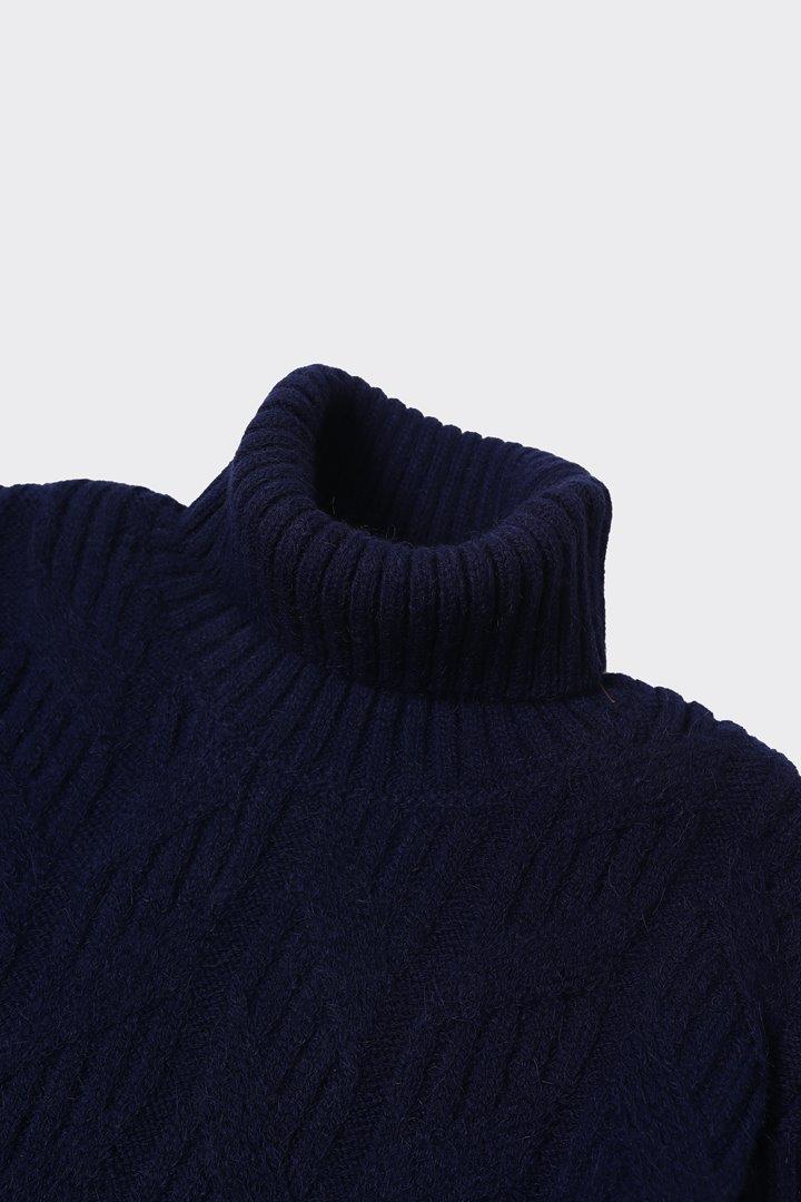 Klasik Stil Tam Balıkçı Yaka Erkek Kazak-KAW6902W