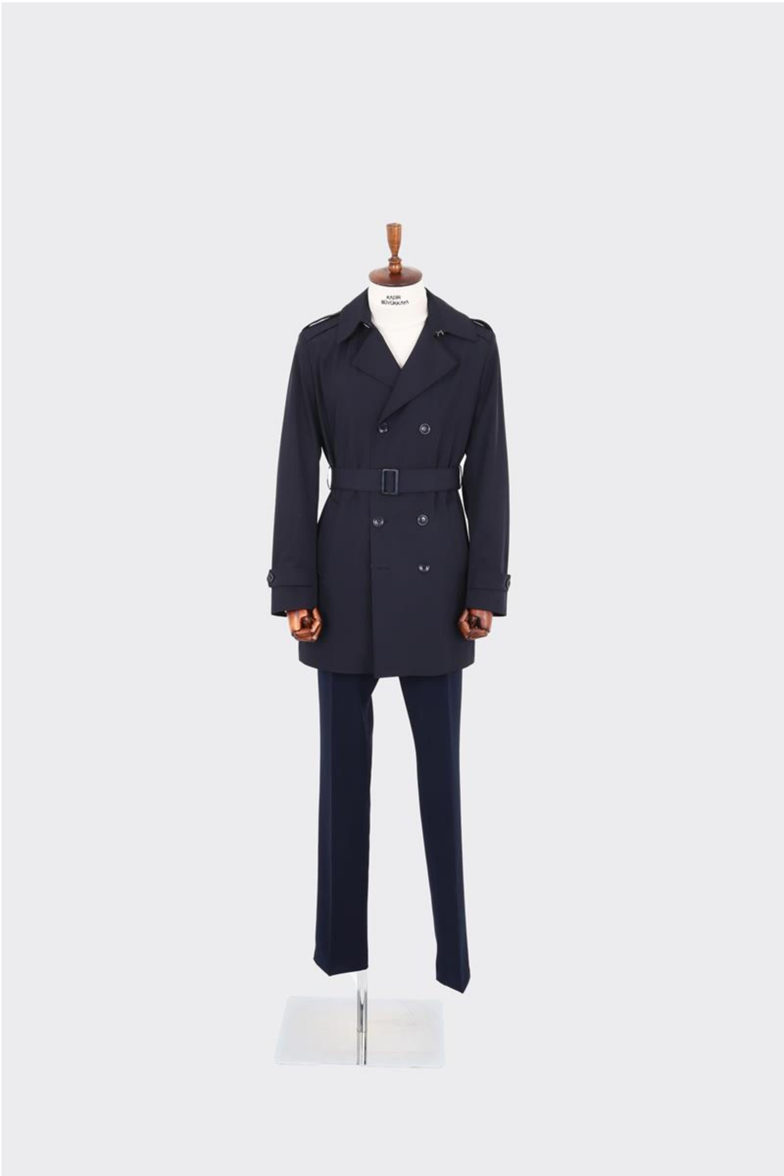 Modern Fonksiyonel Erkek Trençkot - Dayanıklı Polyester Kumaş-KAW9201W