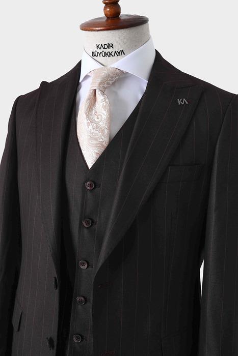 Viskon Karışımlı Slim Fit Yelekli Erkek Takım Elbise - Şık ve Rahat-KAW1024S