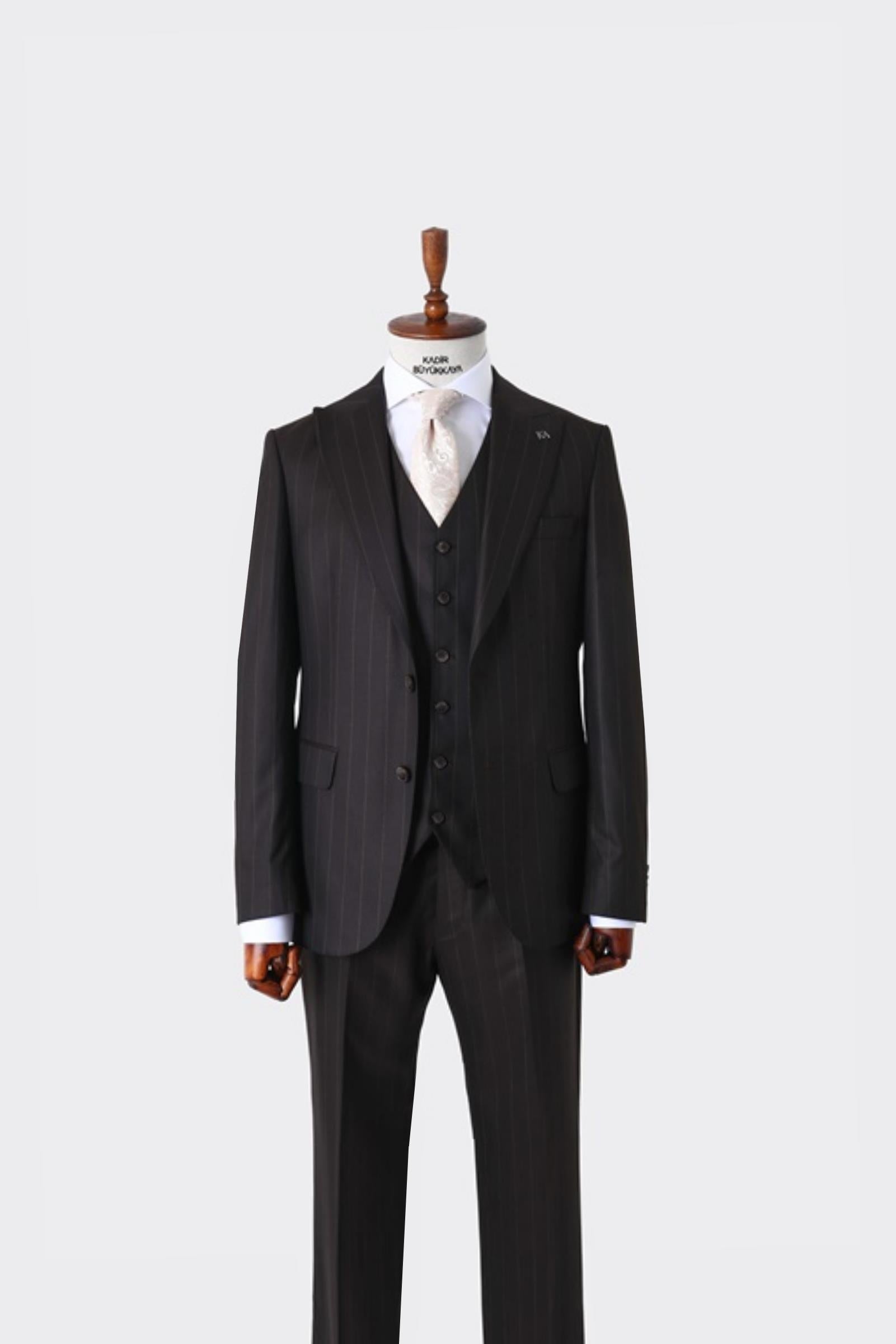 Viskon Karışımlı Slim Fit Yelekli Erkek Takım Elbise - Şık ve Rahat-KAW1024S