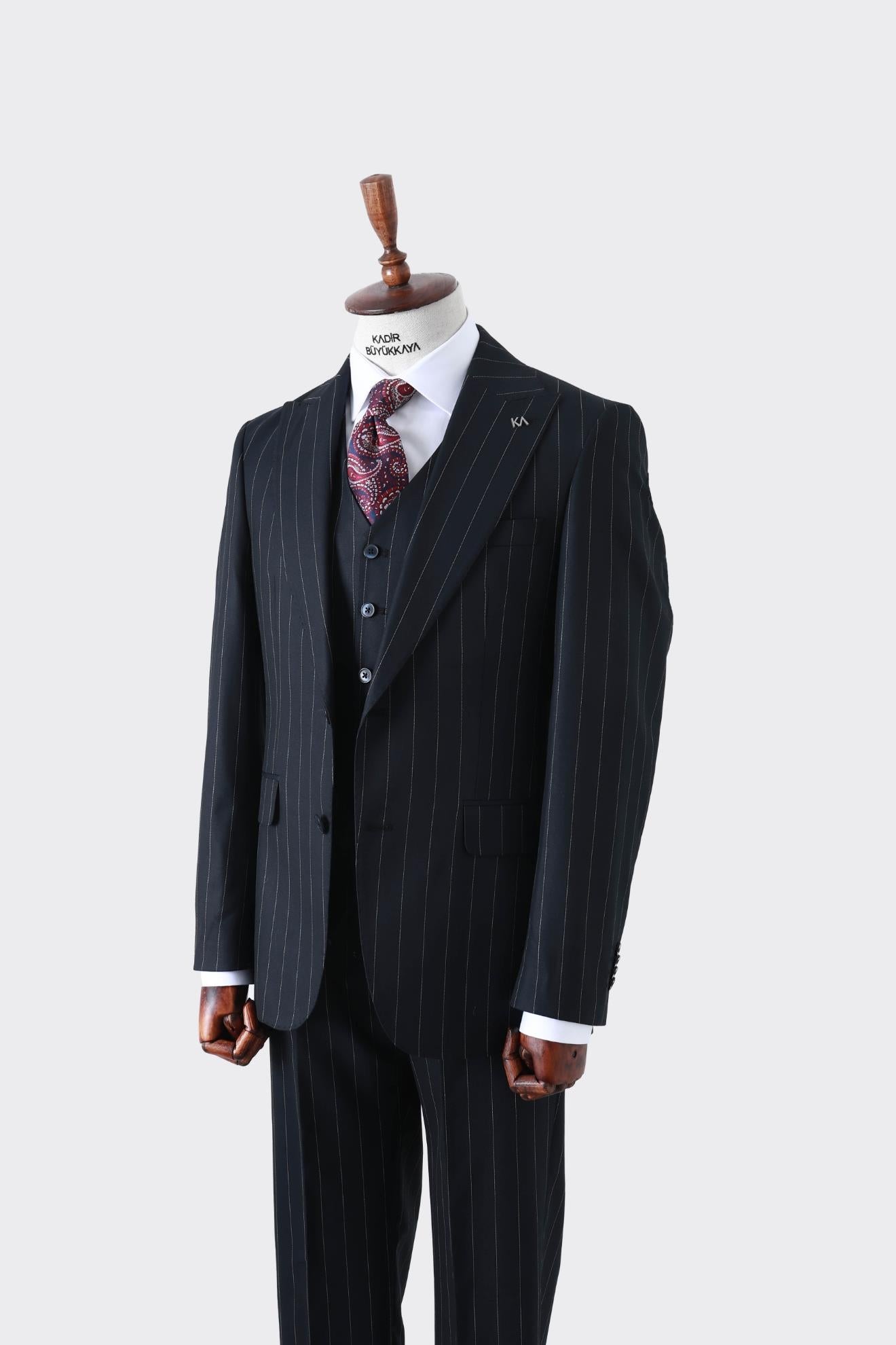 Viskon Karışımlı Slim Fit Yelekli Erkek Takım Elbise - Şık ve Rahat-KAW1024S