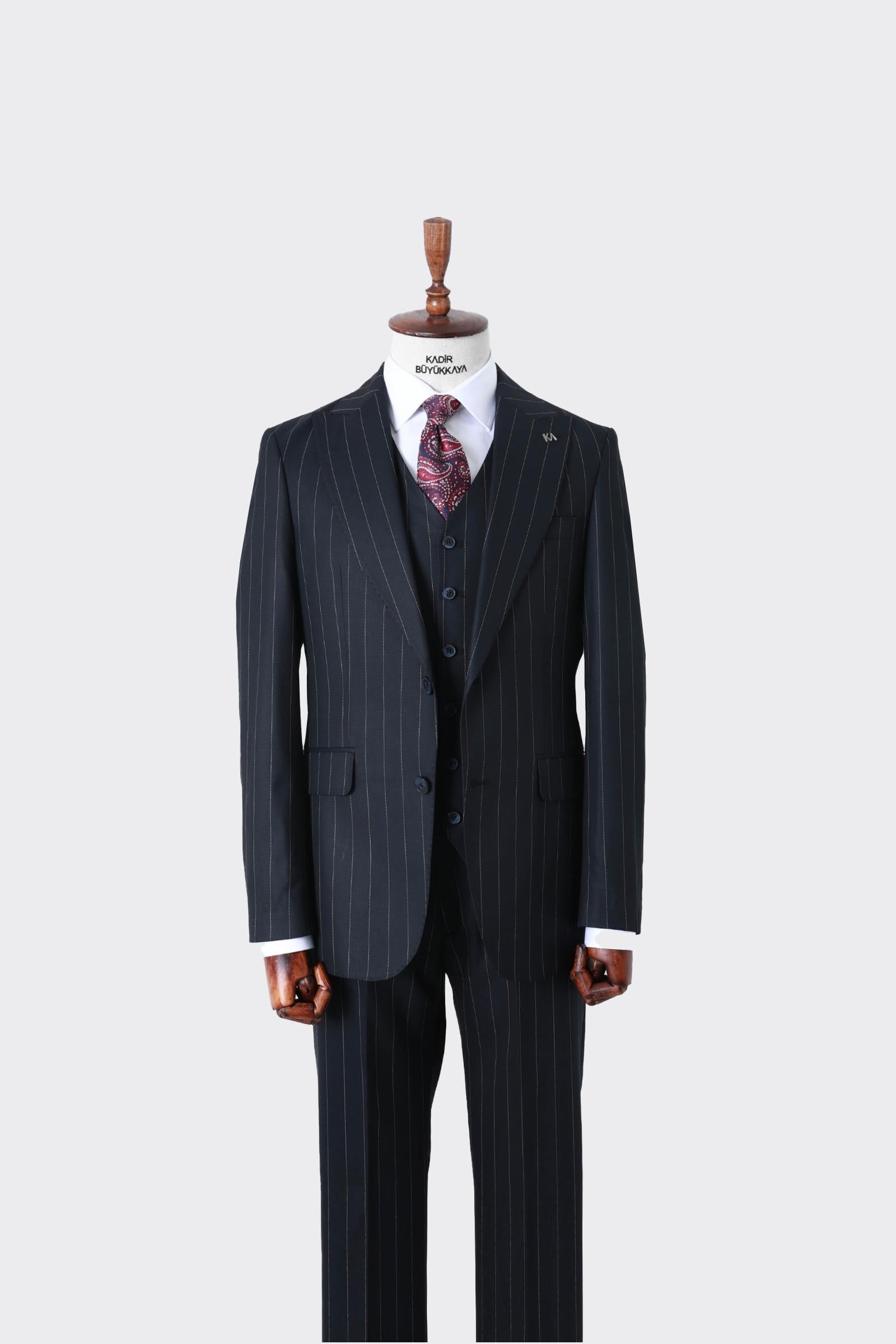 Viskon Karışımlı Slim Fit Yelekli Erkek Takım Elbise - Şık ve Rahat-KAW1024S