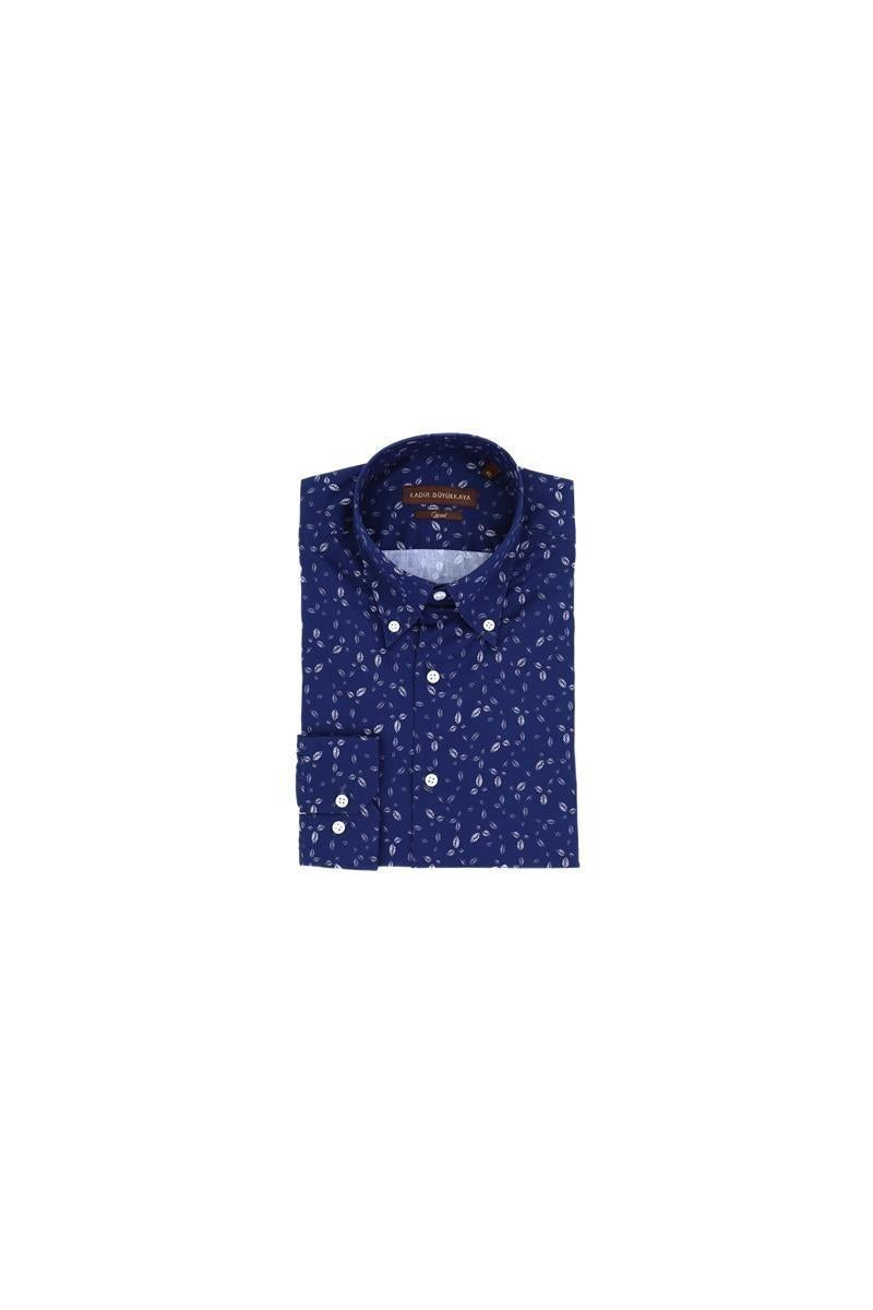 Dar Kesim Pamuklu Yaka Düğmeli Erkek Gömlek-KAW4629S