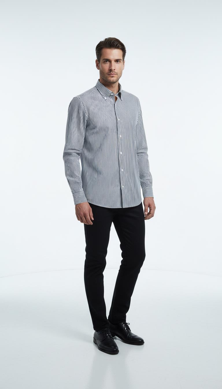 Yaka Düğmeli Gömlek Out-KAX4666S