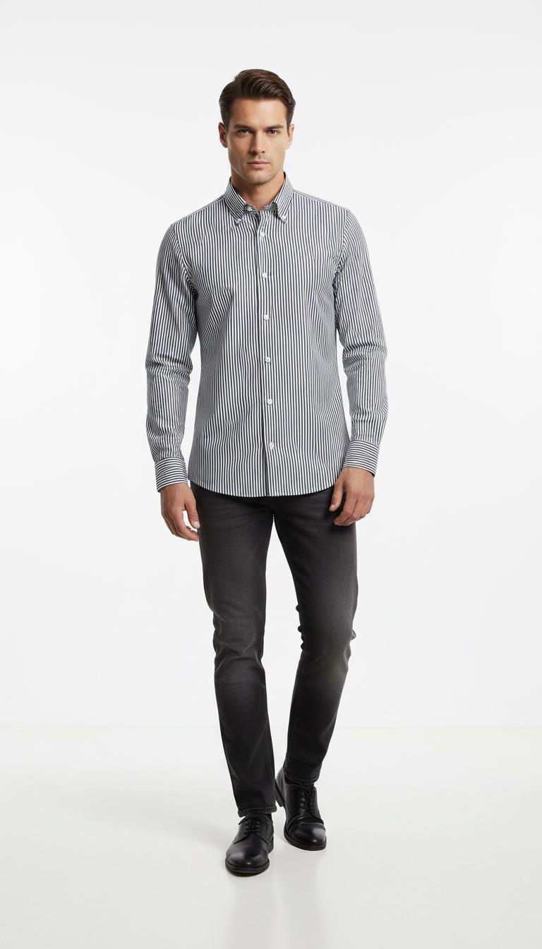 Yaka Düğmeli Gömlek Out-KAX4666S