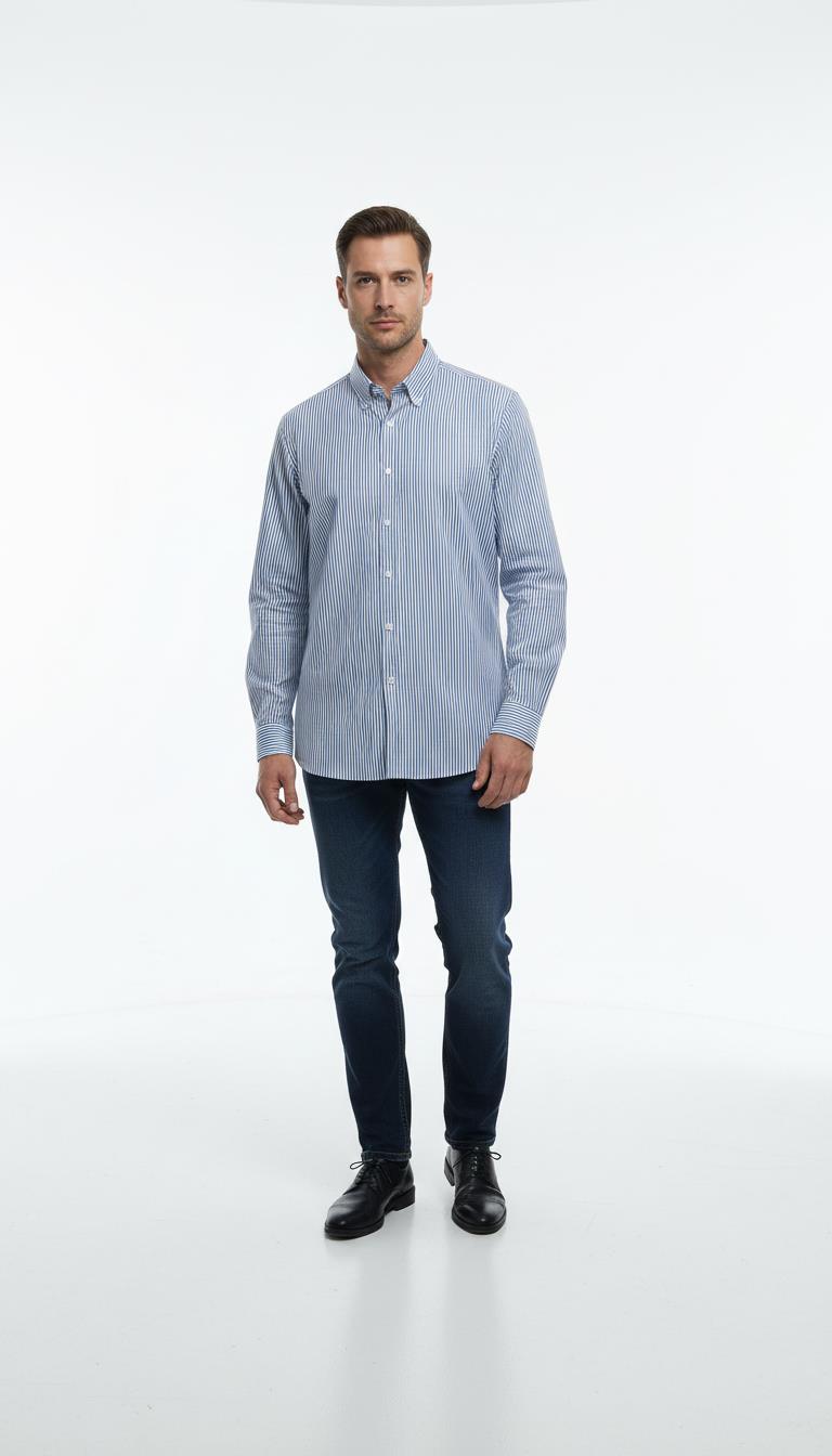 Yaka Düğmeli Gömlek Out-KAX4666S