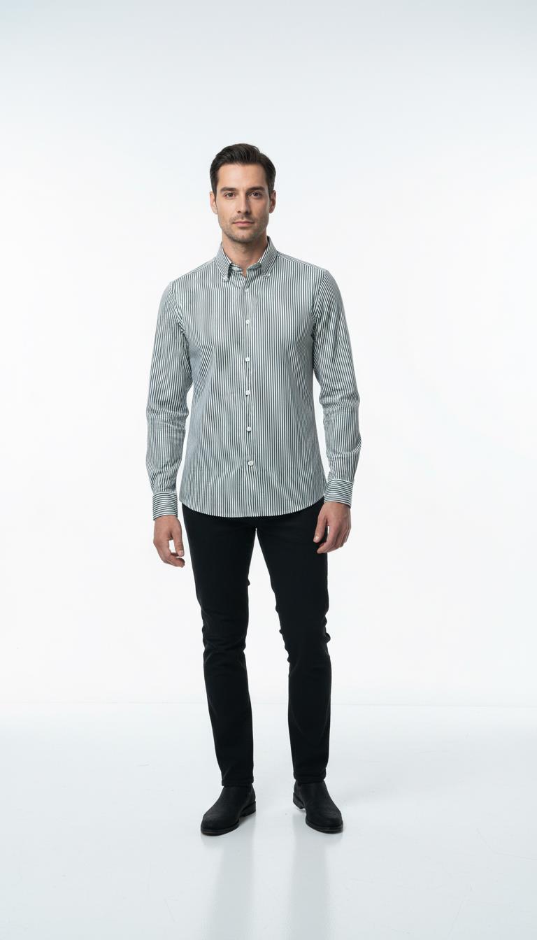 Yaka Düğmeli Gömlek Out-KAX4666S