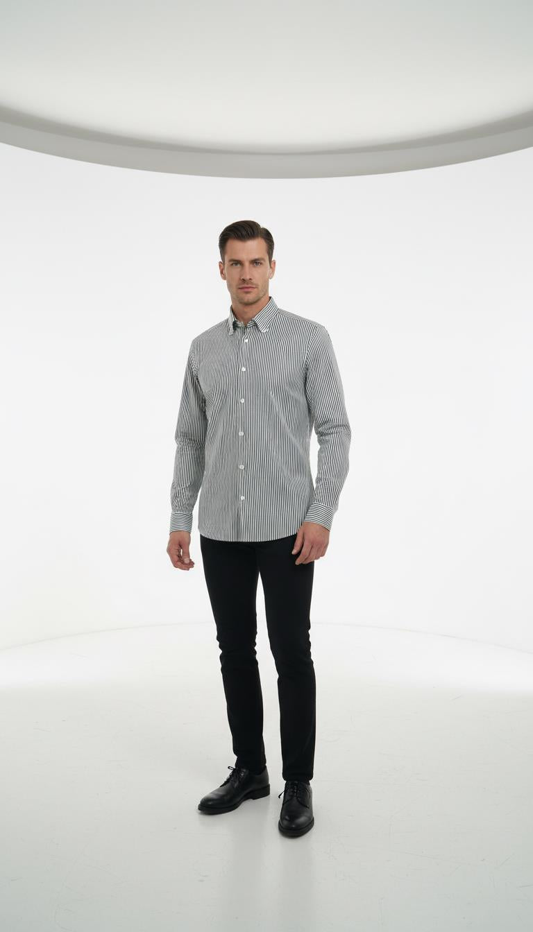 Yaka Düğmeli Gömlek Out-KAX4666S