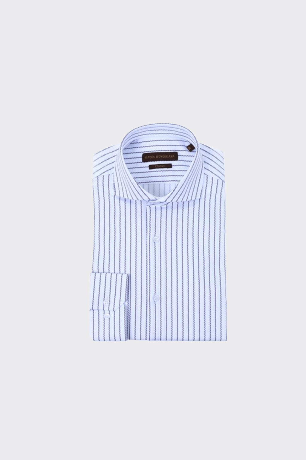 Erkek İtalyan Yaka Slim Fit Pamuklu Çizgili Gömlek-KAW4018S