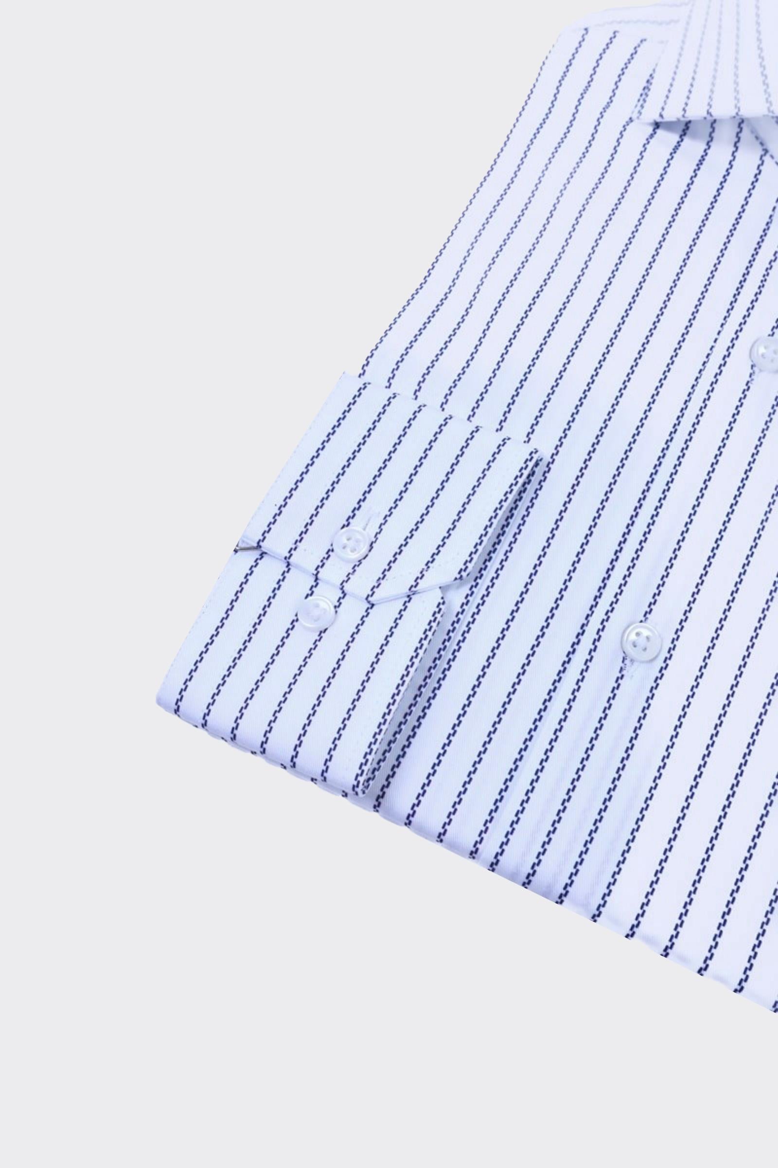 Erkek İtalyan Yaka Slim Fit Pamuklu Çizgili Gömlek-KAW4018S