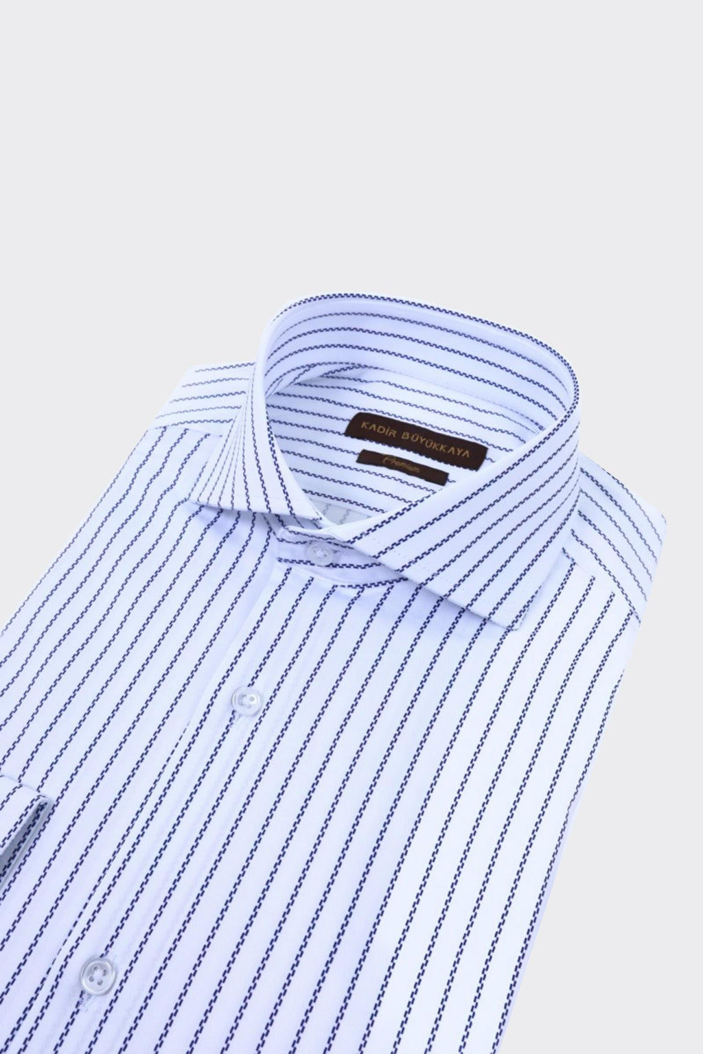 Erkek İtalyan Yaka Slim Fit Pamuklu Çizgili Gömlek-KAW4018S