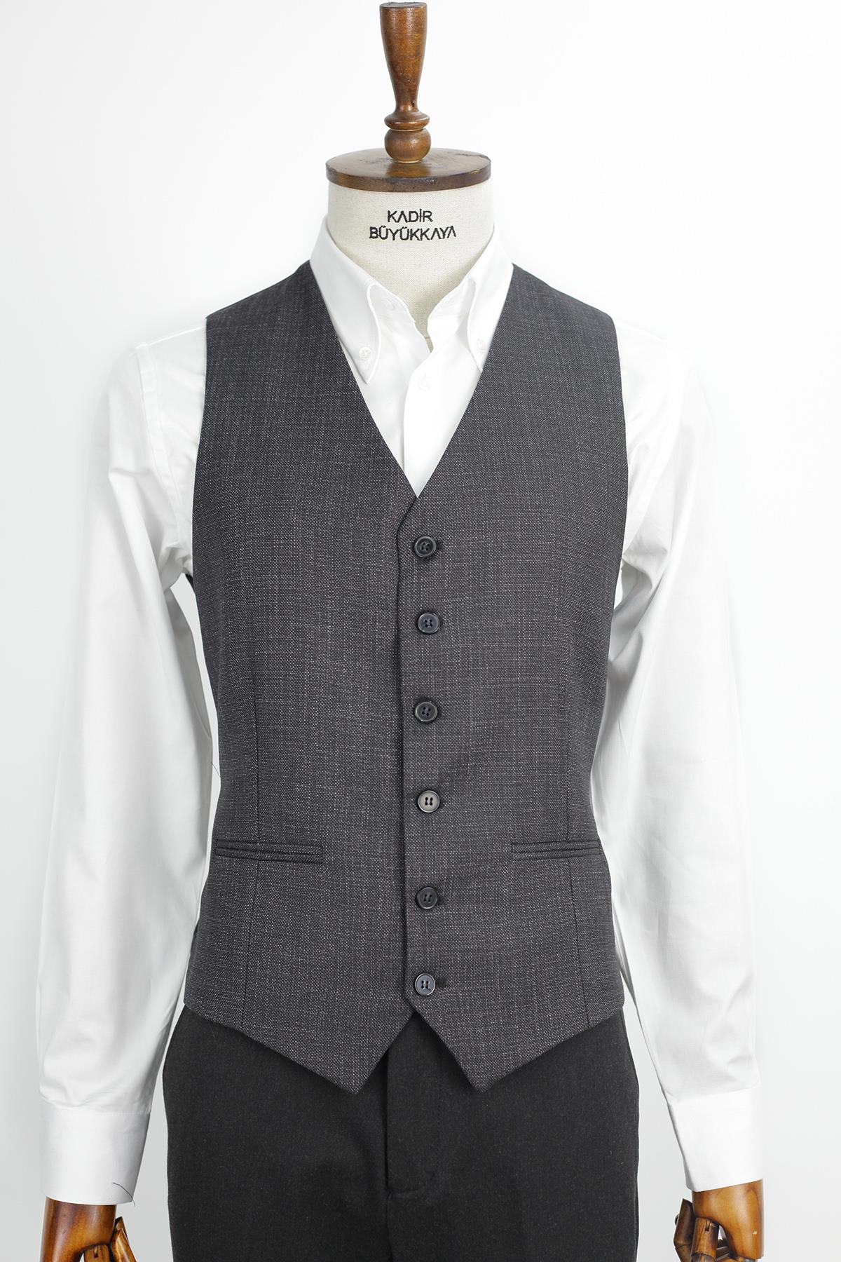 Modern ve Şık Slim Fit Viskon Erkek Yelek-KAV1600W