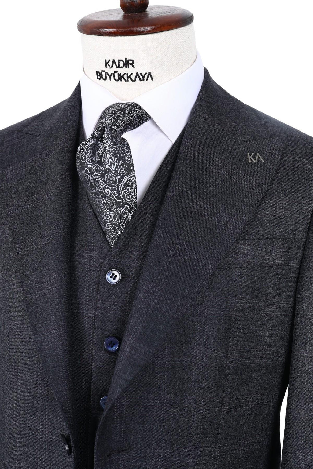 Şık ve Zarif Slim Fit Yelekli Erkek Takım Elbise - Dört Mevsim Uygun-KAW1011S