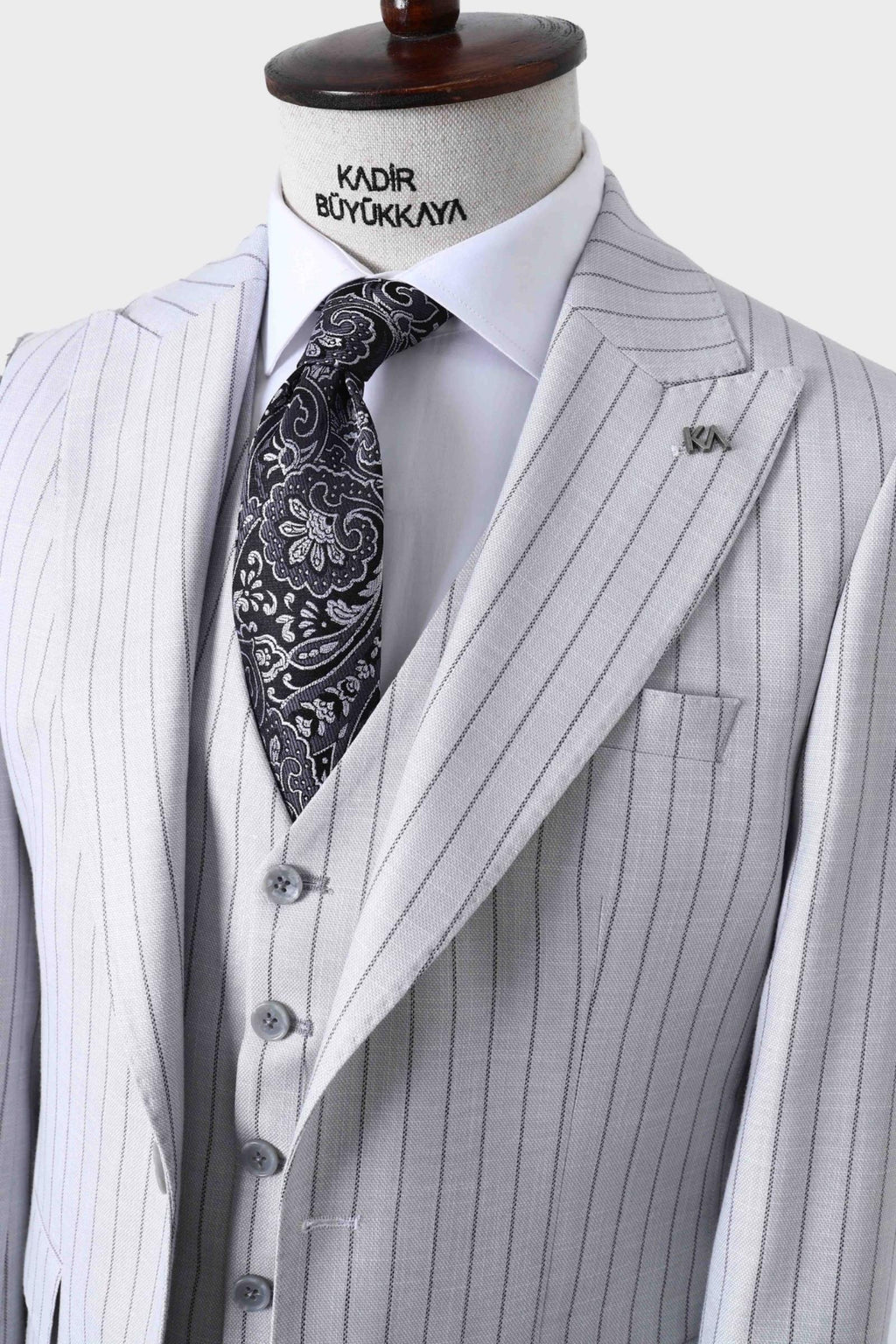 Şık ve Rahat Yelekli Erkek Takım Elbise - Slim Fit Dört Mevsim Kullanılabilir-KAW1038S