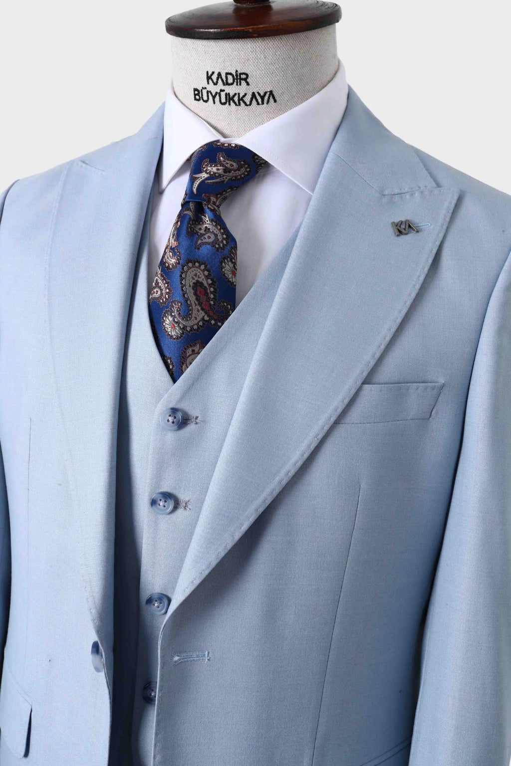 Klasik Yelekli Erkek Takım Elbise - Slim Fit Kesim-KAW1030S