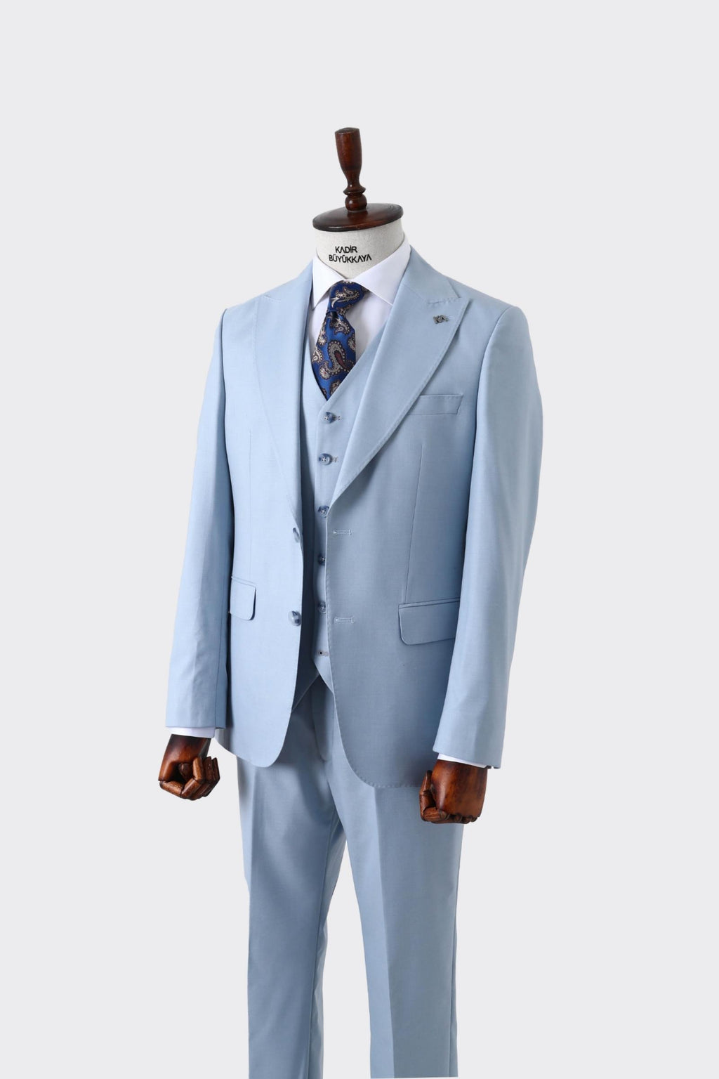 Klasik Yelekli Erkek Takım Elbise - Slim Fit Kesim-KAW1030S