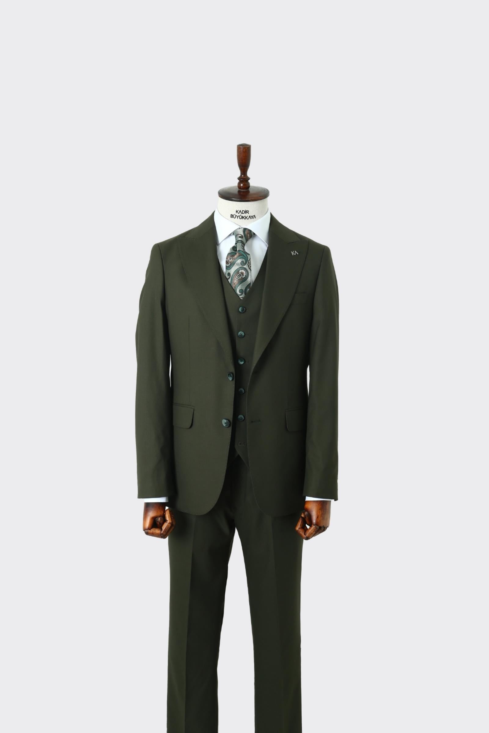 Klasik Yelekli Erkek Takım Elbise - Slim Fit Kesim-KAW1030S