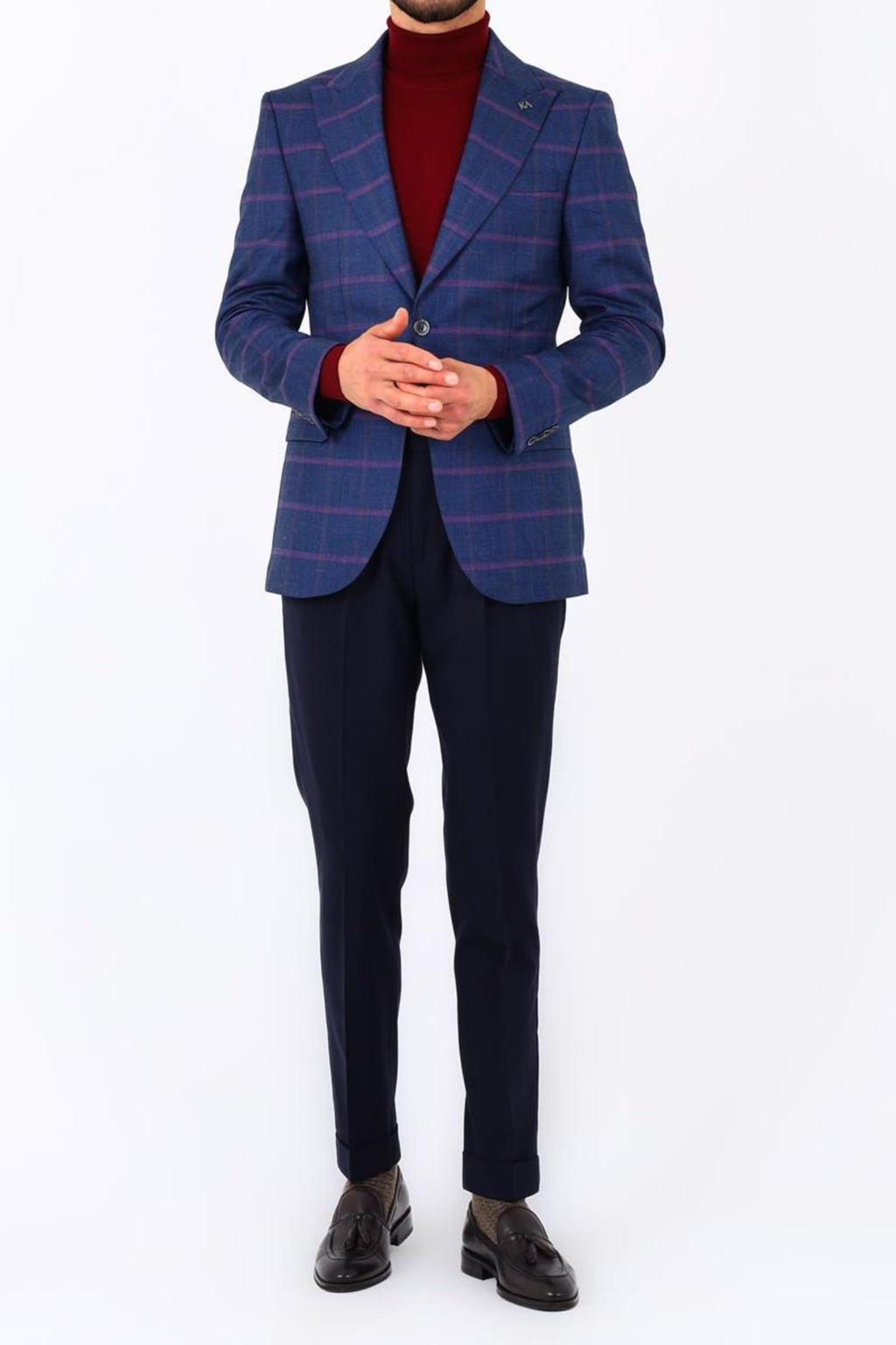 Modern ve Şık Slim Fit Dar Kesim Yün Viskon Erkek Ceket-KAV5062W