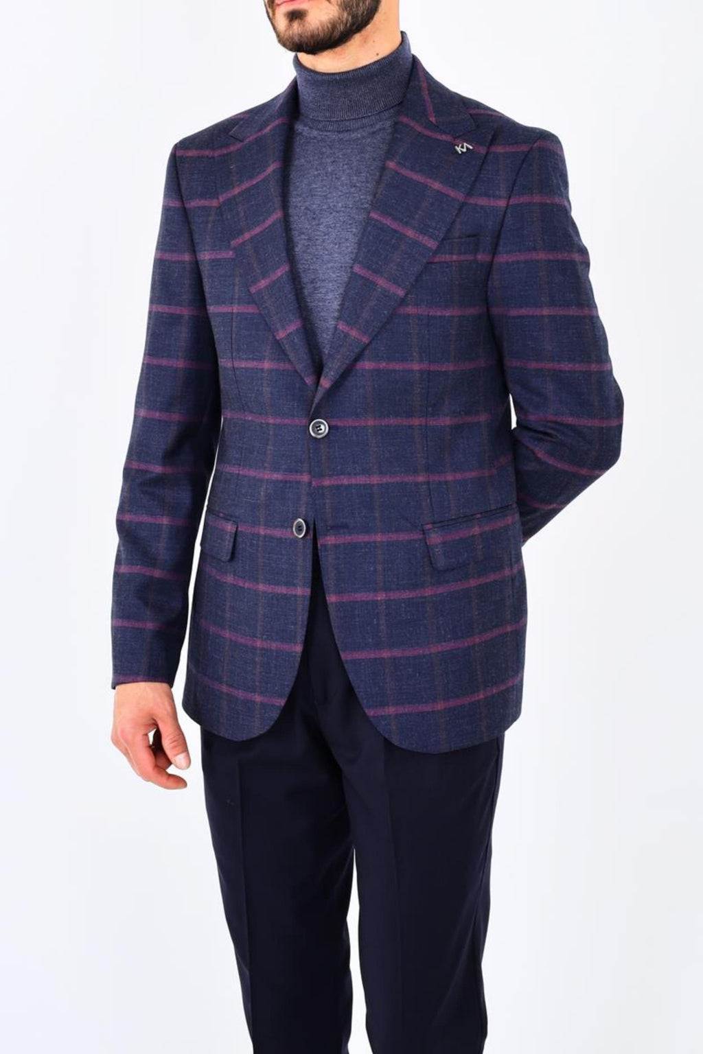 Modern ve Şık Slim Fit Dar Kesim Yün Viskon Erkek Ceket-KAV5062W