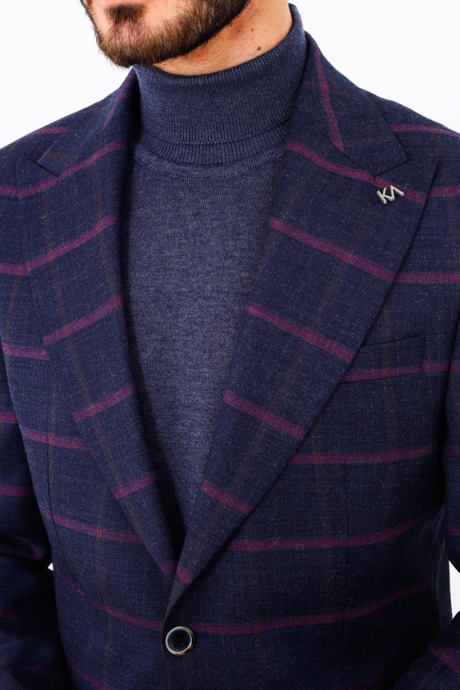 Modern ve Şık Slim Fit Dar Kesim Yün Viskon Erkek Ceket-KAV5062W