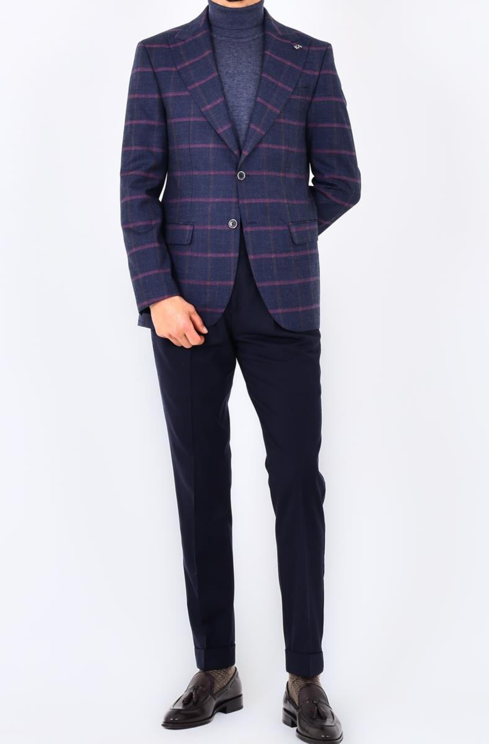 Modern ve Şık Slim Fit Dar Kesim Yün Viskon Erkek Ceket-KAV5062W